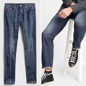 Gap GapFlex Athletic Taper Jeans Washwell Relaxed Zipper Fly Sz 38 x 32 NWOT